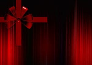 red curtains with bow